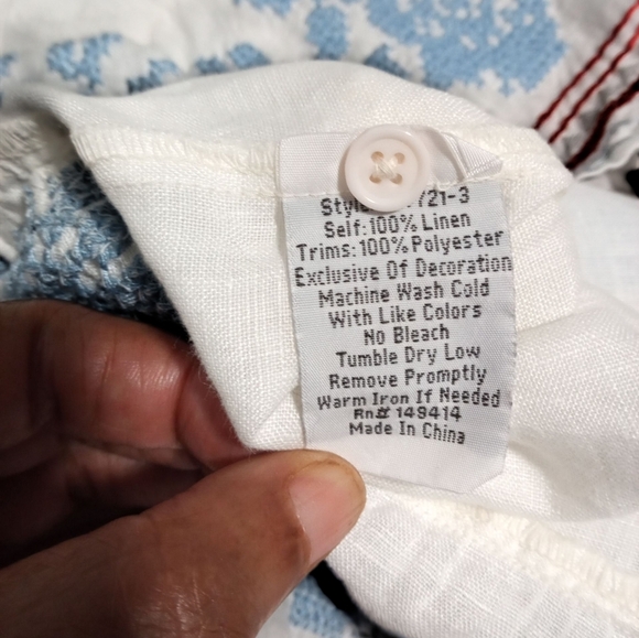 Johnny Was For Jacket & Tops Linen Artsy Top Embroidered Relaxed Fit Small - Picture 4 of 7